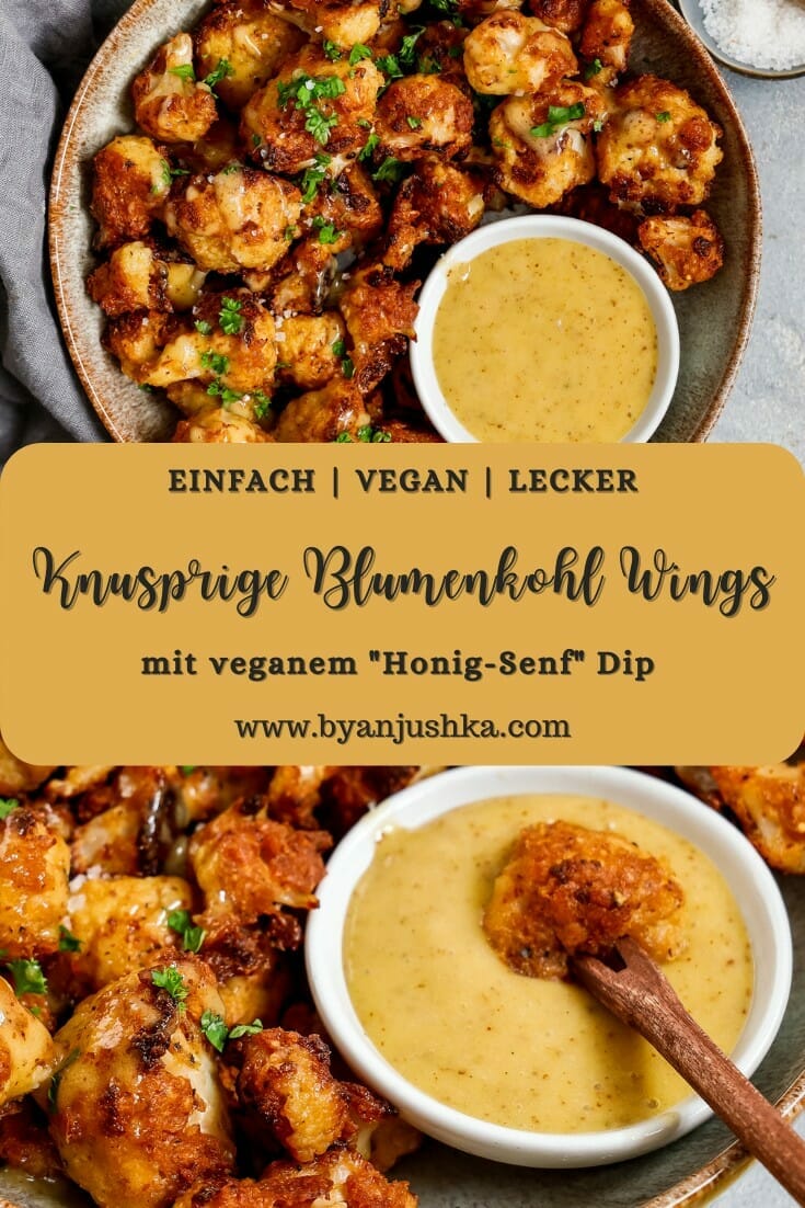 Collage für das Rezept "Vegane Blumenkohl Wings" zum pinnen auf Pinterest