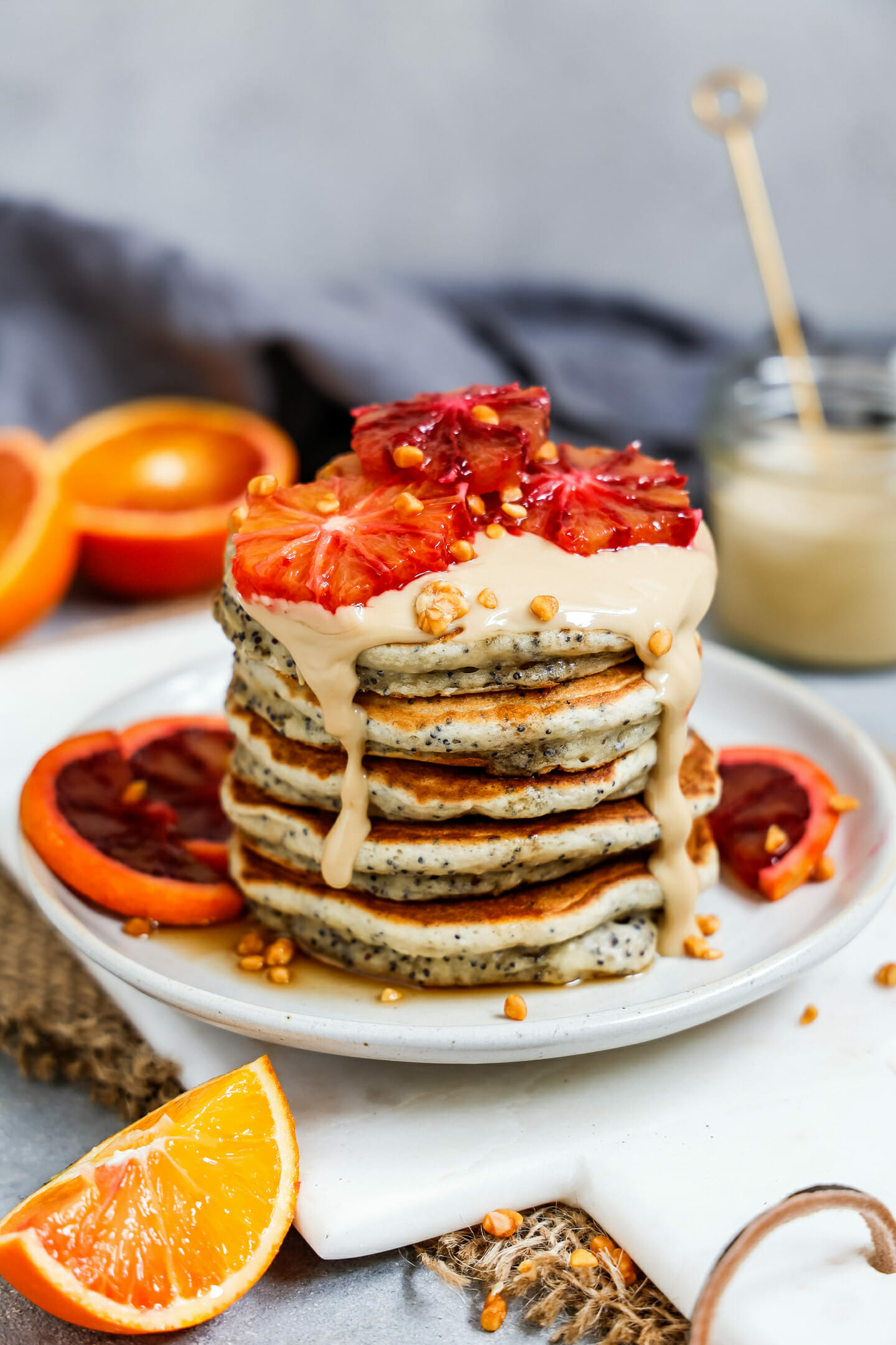 Vegane Orangen Mohn Pancakes | Fluffige Pfannkuchen mit Blutorange und ...