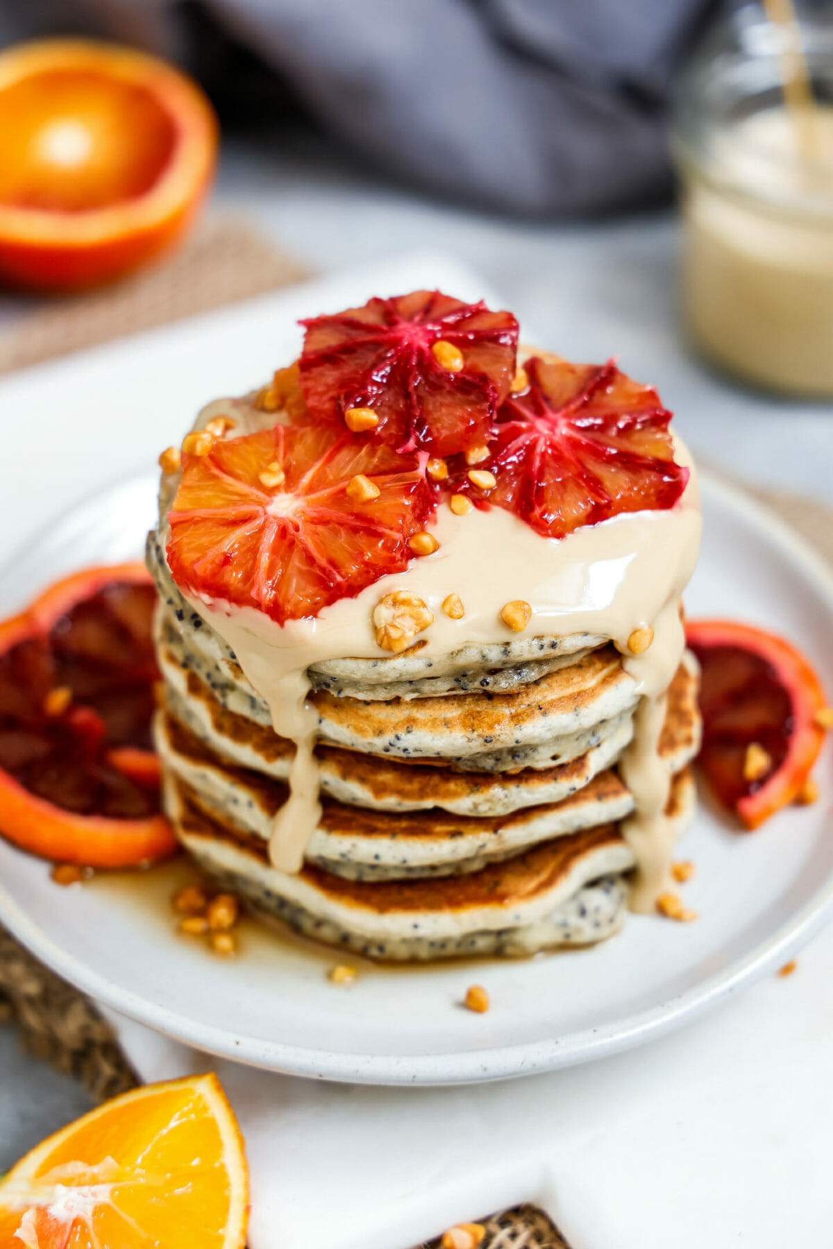 Vegane Orangen Mohn Pancakes | Fluffige Pfannkuchen mit Blutorange und ...