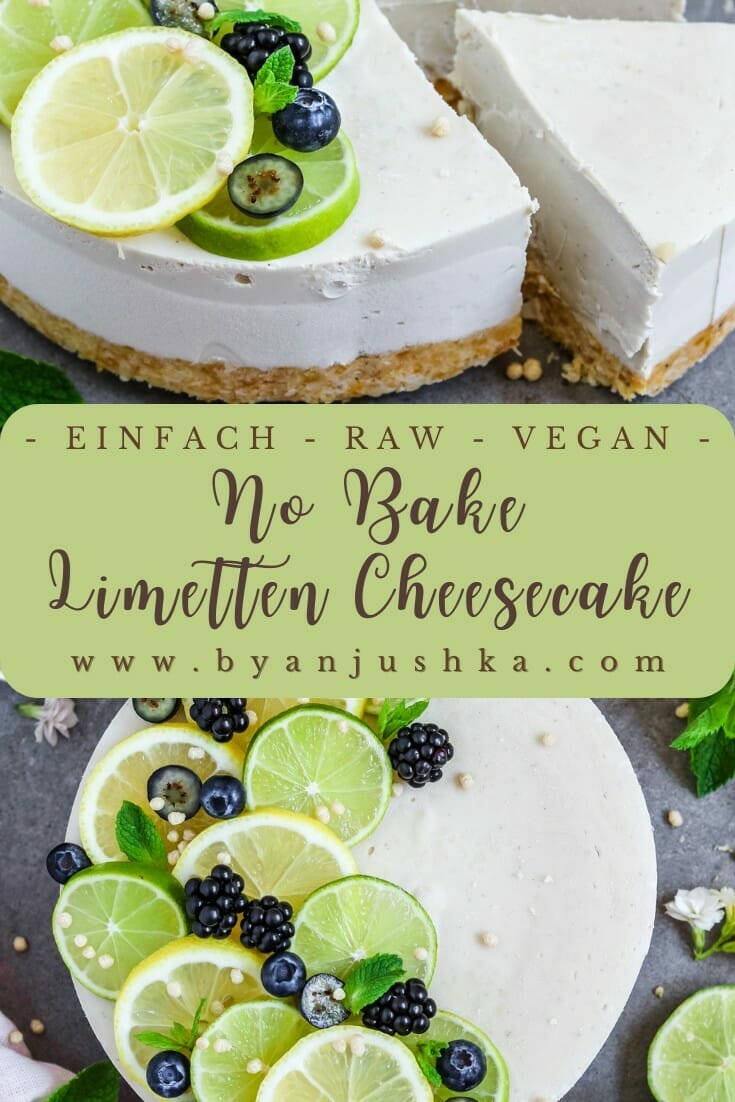 Collage für das Rezept "No-Bake Limetten Cheesecake" zum pinnen auf Pinterest