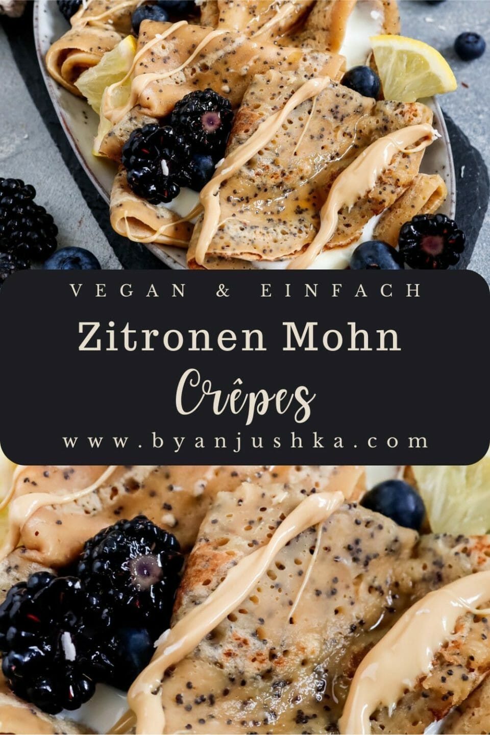 Collage für das Rezept "Zitronen Mohn Crêpes" zum pinnen auf Pinterest