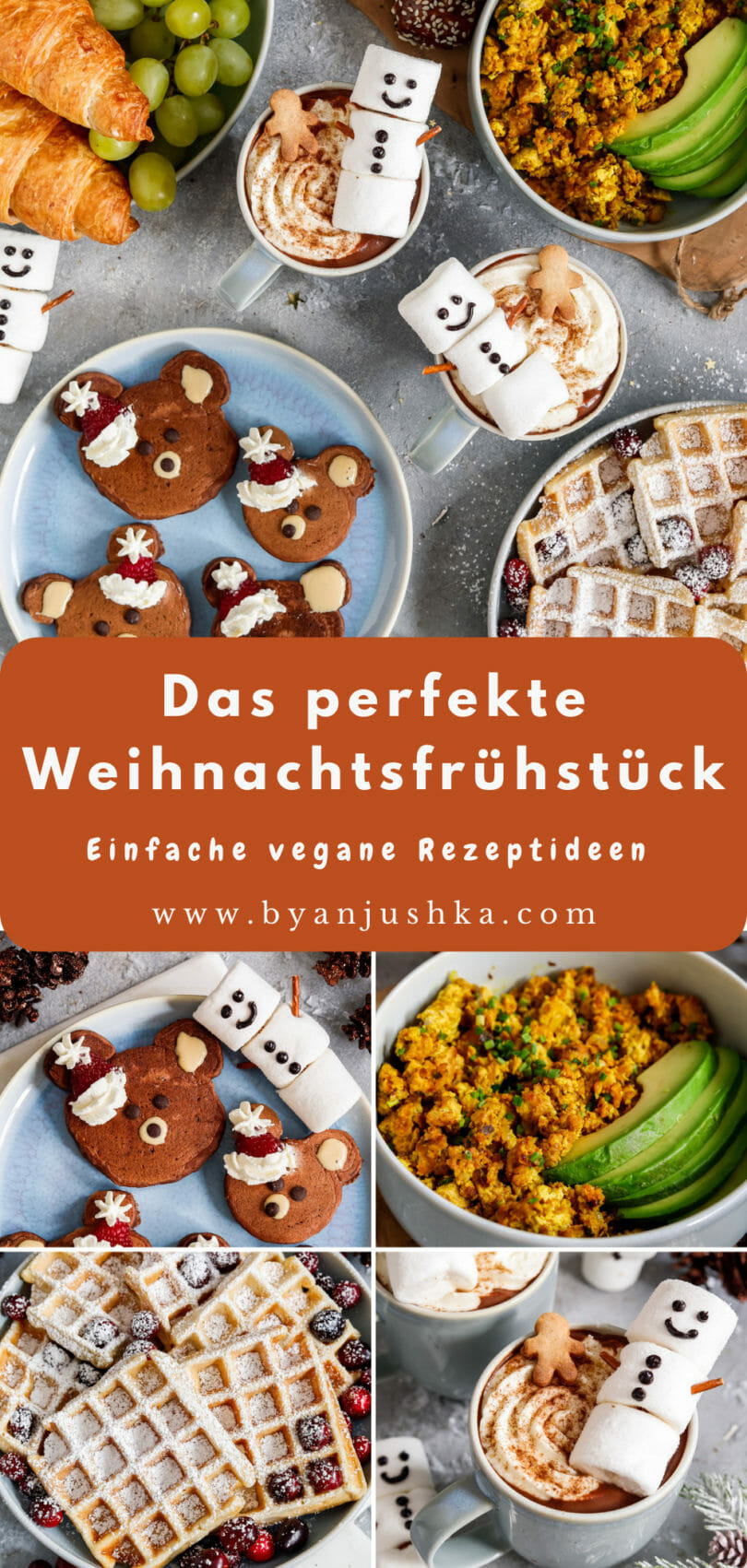 Collage für "4 Rezeptideen für dein perfektes Weihnachtsfrühstück" zum teilen auf Pinterest