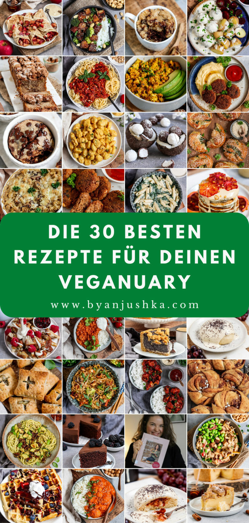 Collage für die Rezeptsammlung "Die 30 besten Rezepte für deinen Veganuary" zum teilen auf Pinterest