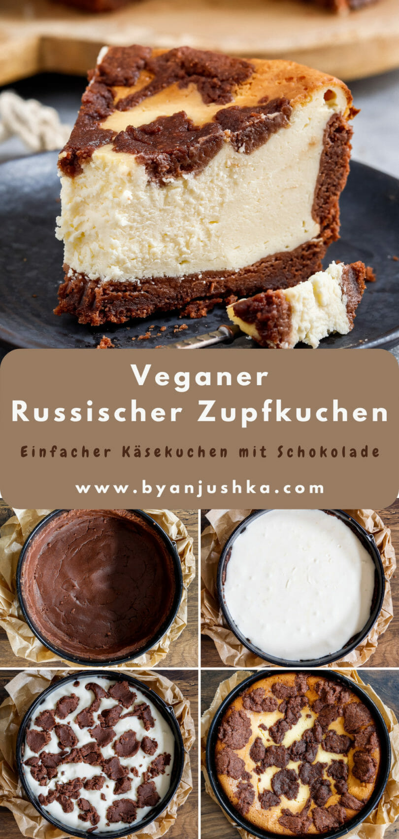Collage für das Rezept "Veganer Russischer Zupfkuchen" zum teilen auf Pinterest