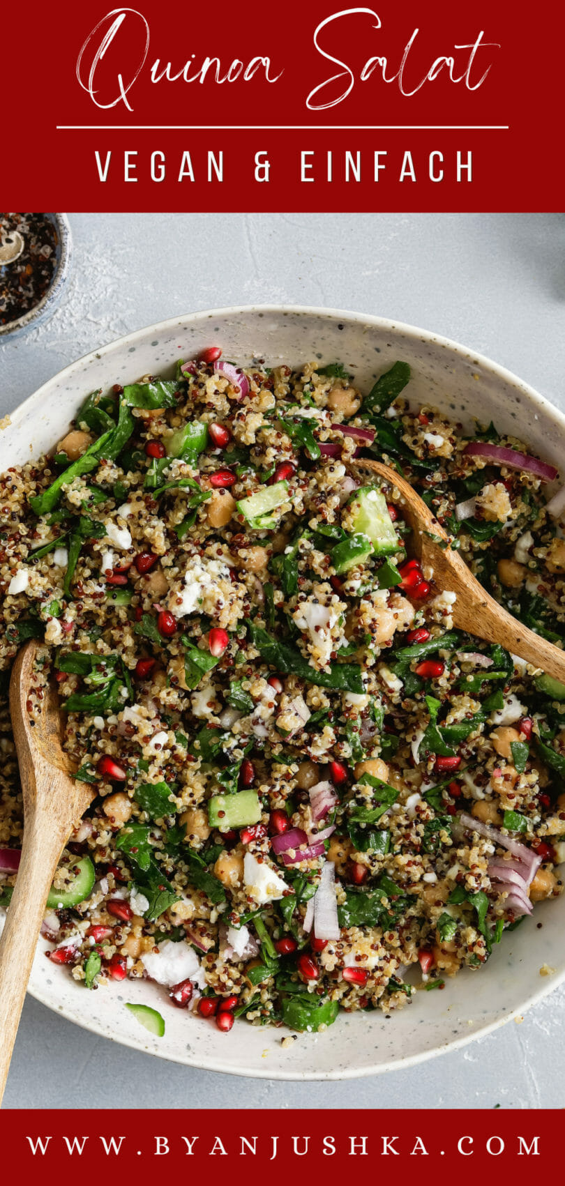 Collage für das Rezept "Veganer Quinoa Salat" zum Teilen auf Pinterest