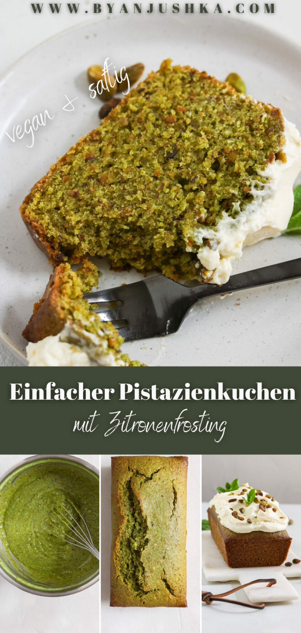 Veganer Pistazienkuchen mit Zitronenfrosting | byanjushka Veganer Pistazienkuchen mit Zitronenfrosting | byanjushka