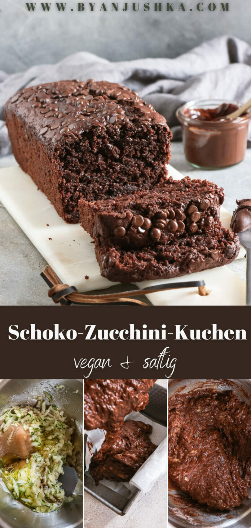 Kollage für das Rezept "Schoko-Zucchini-Kuchen - vegan & saftig" zum Teilen auf Pinterest