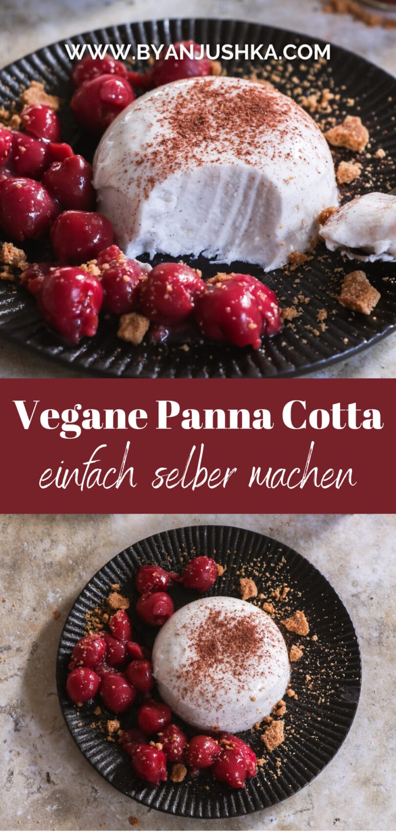 Collage für das Rezept "Vegane Panna Cotta" zum Teilen auf Pinterest