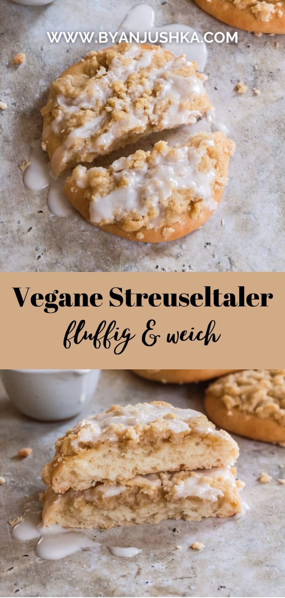 Saftige Streuseltaler wie vom Bäcker - vegan, mit Hefe &amp; Butterstreusel