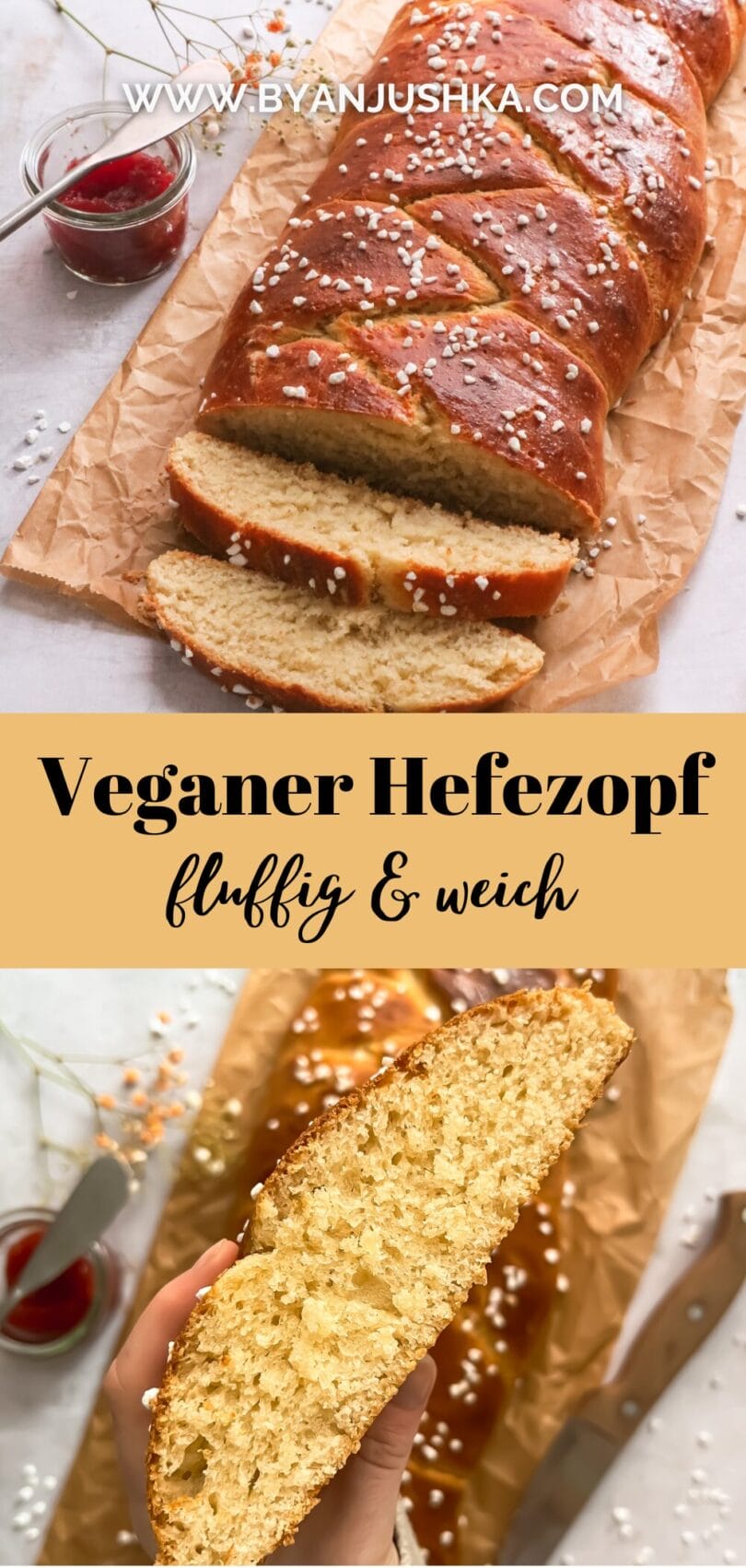 Collage für das Rezept "Veganer Hefezopf ohne Ei" zum Teilen auf Pinterest