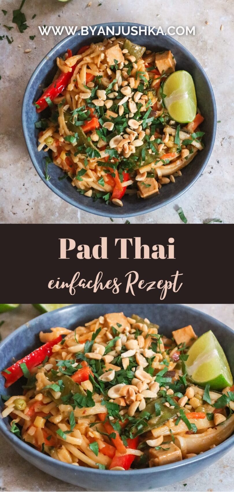 Collage für das Rezept "Veganes Pad Thai" zum Teilen auf Pinterest