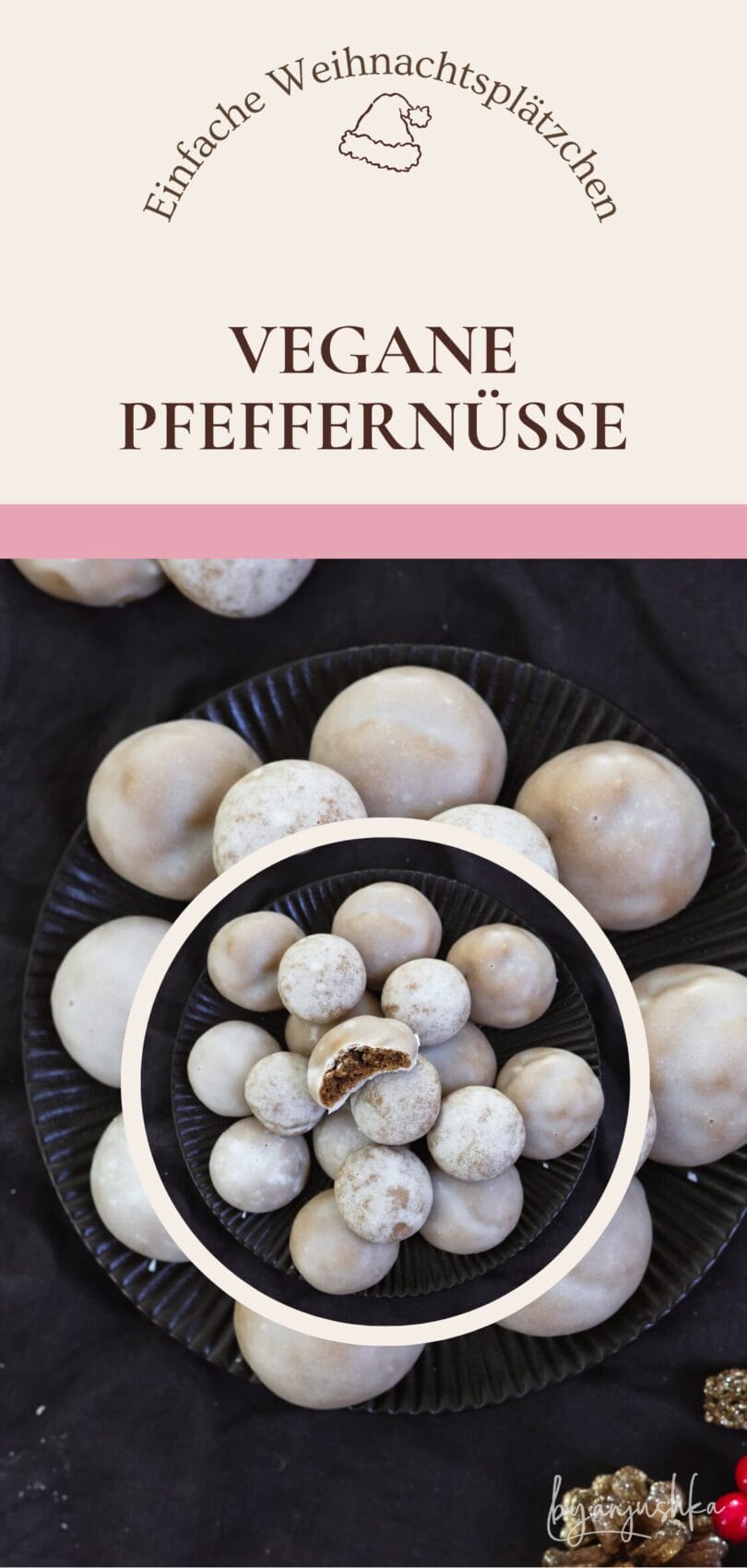 Collage für das Rezept "Vegane Pfeffernüsse" zum Teilen auf Pinterest