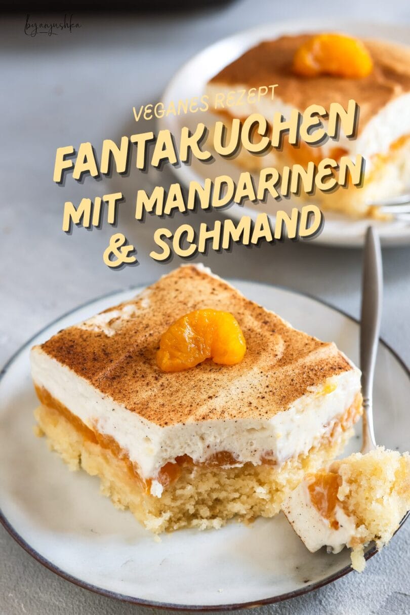Collage für das Rezept "Veganer Fantakuchen" zum Teilen auf Pinterest.